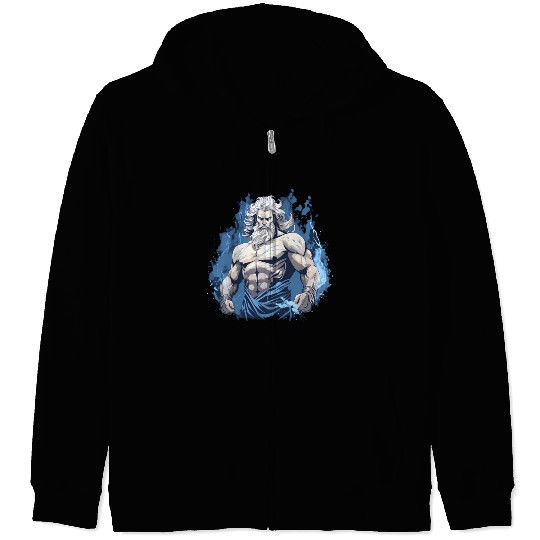 Zeus' Thunderbolt: Godly Gym Dominance Zip Hoodies