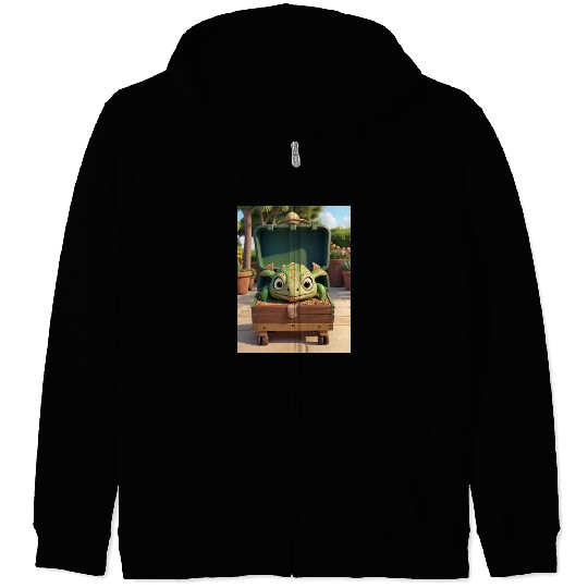 Tortuga grande con caja en jardin Zip Hoodies
