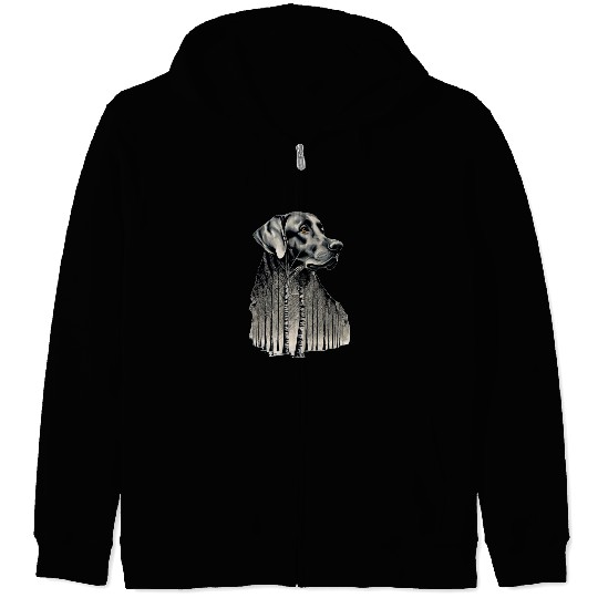Funny black labrador charcoal drawing Zip Hoodies