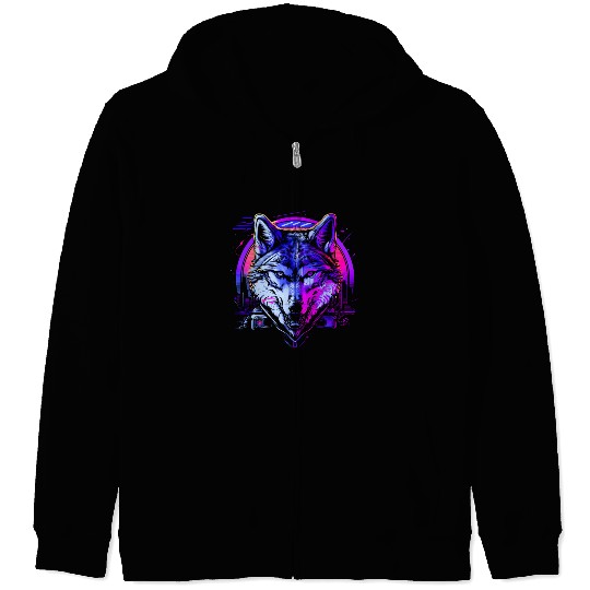 Retro Rhythm Wolf Zip Hoodies