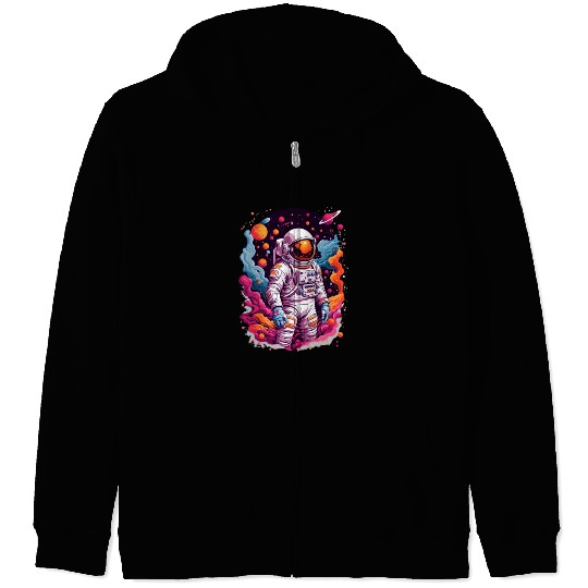 Astronaut Lost In Galaxy | Background | Space Suit Zip Hoodies