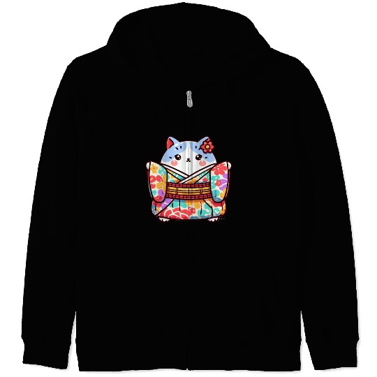 Japanese cat or Neko Zip Hoodies