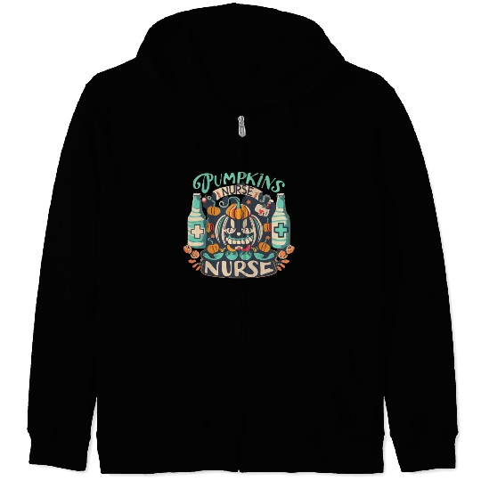 Pumpkin Nurse Zip Hoodies