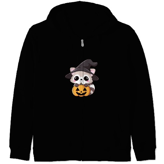 Cute Halloween raccoon Zip Hoodies