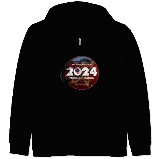 Why vote for a lesser evil? Cthulhu and Dagon 2024 Zip Hoodies