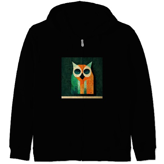 Mod Owl: Drippy Color Owl Zip Hoodies