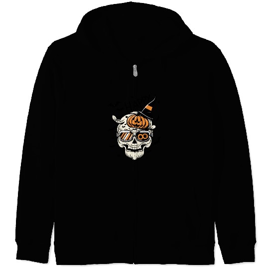 Skull Candy Punppkin Halloween Zip Hoodies