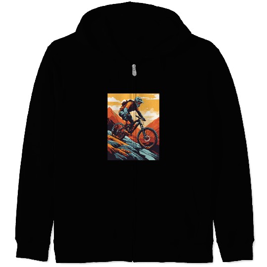 Downhill Delights: Mountain Bike Adventure Zip Hoodies