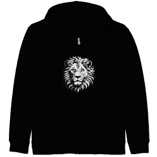 Black and white Lion Zip Hoodies