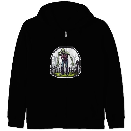 Zombie / Monster / Halloween / green / Cemetery Zip Hoodies