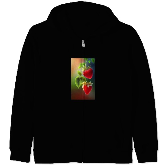 This design is strawberry fruit Zip Hoodies