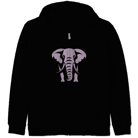Elephant Silhouette White Logo Zip Hoodies
