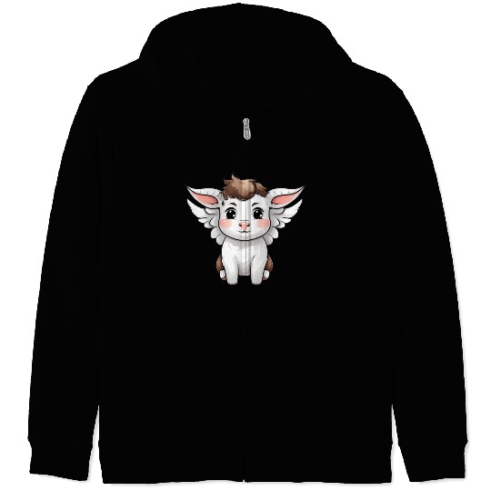 Heavenly Bond: Cow & Calf with Angel Wings Zip Hoodies