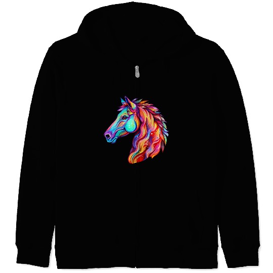 Psychedelic Horse Head Gallop Equine Equestrian Zip Hoodies
