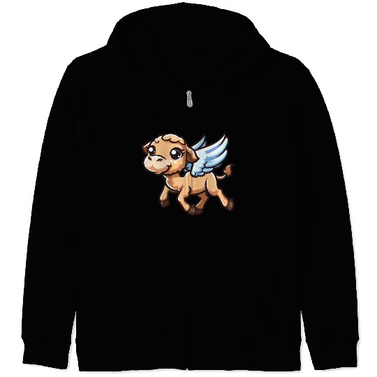 Camel Angel, Winged Illustration, Heavenly Creatur Zip Hoodies