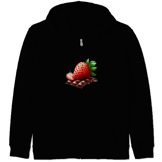 Sweet Temptation: Strawberry Meets Dark Chocolate Zip Hoodies