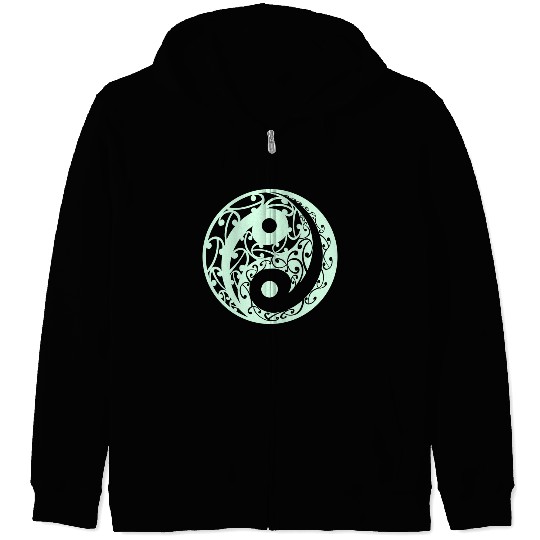 Yin And Yang In A Light Green Colour Zip Hoodies