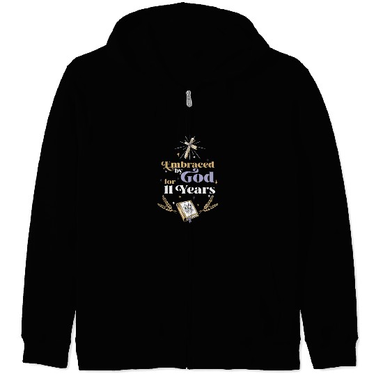 Embraced By God 11 Years 11th Birthday Religious Zip Hoodies
