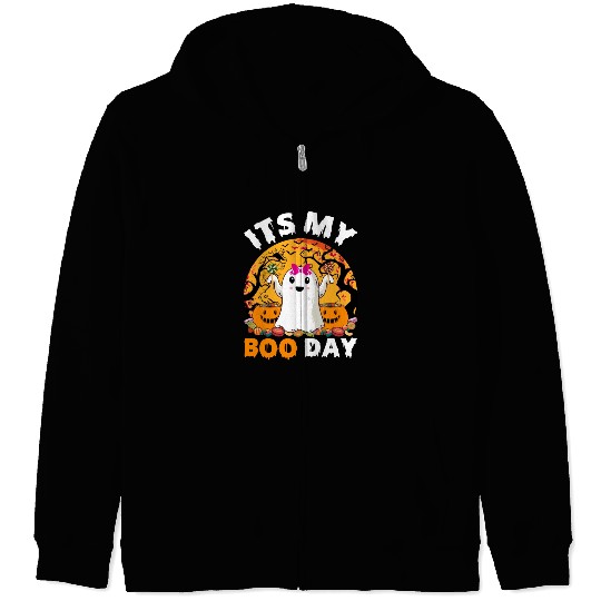 Its My Boo Day Cute Ghost Halloween Birthday Zip Hoodies