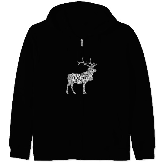 US National Parks Elk Hiking Campground Campingelk Zip Hoodies