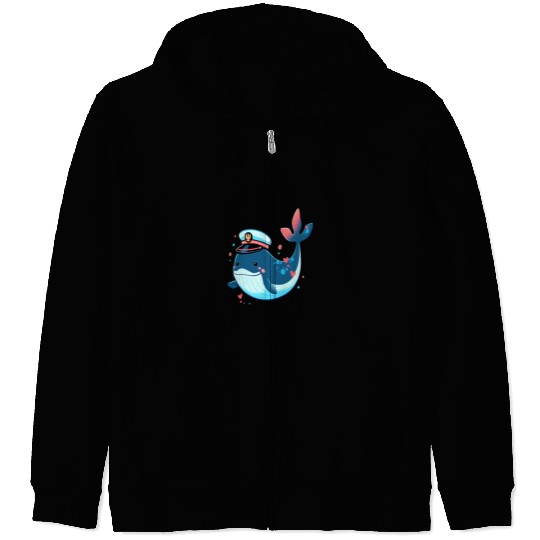 Whale Sailor Cap Boat Captain Cap Boating Whale Zip Hoodies