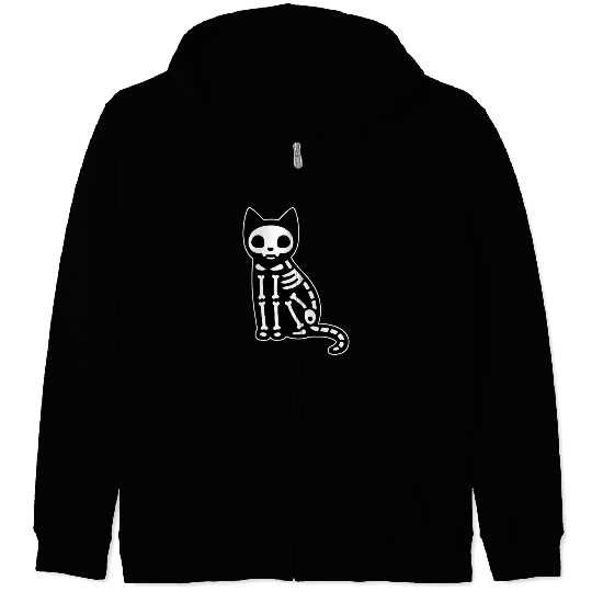 Skeleton Cat Halloween Zip Hoodies
