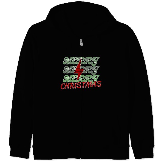 Merry christmas with lightning bolt Zip Hoodies