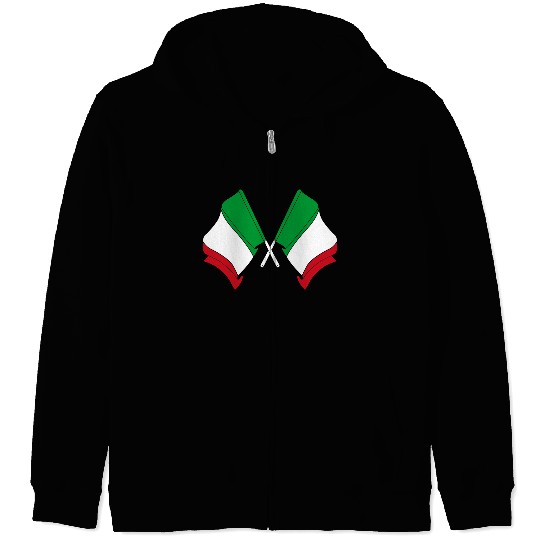 Flags of Italy crossed Zip Hoodies