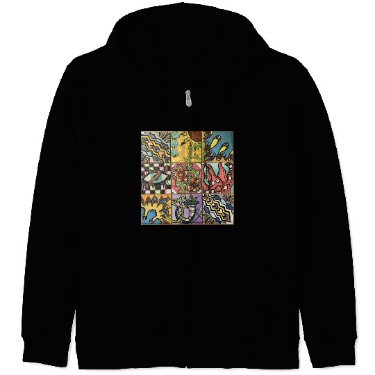 Hand painted wooden squares art by KateToxin Zip Hoodies