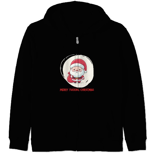 Cute Bad Santa Zip Hoodies