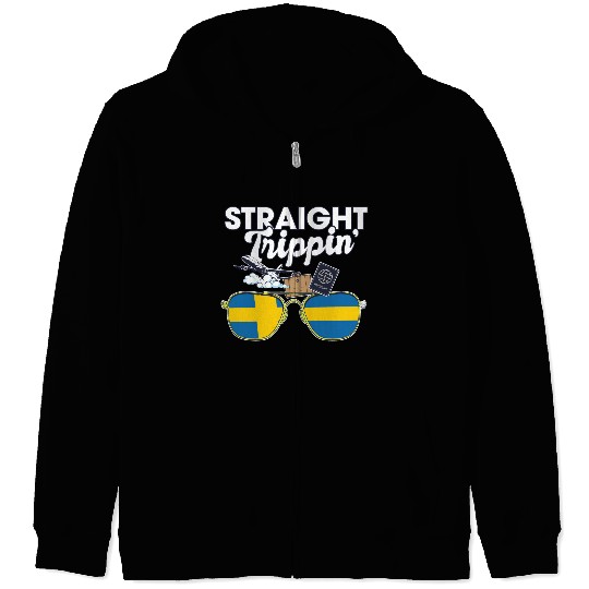 Straight Trippin' Sweden Vacation Tour Travel Zip Hoodies