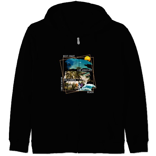 West Coast Los Angeles California Beach Zip Hoodies