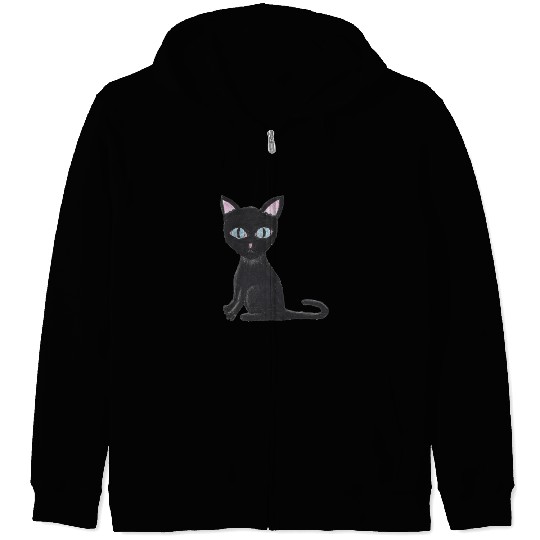 Mortis the Mysterious Black Cat Zip Hoodies