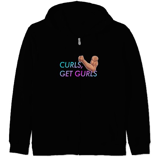 CURLS GET GURLS GYM MUSCLE Zip Hoodies