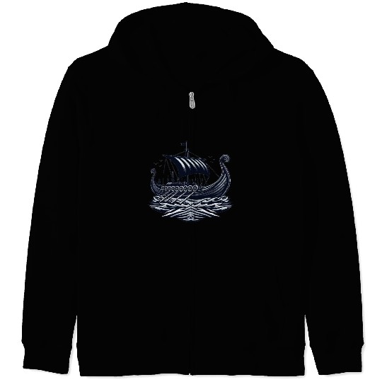 Viking Raiders: Norse Seafaring Art Zip Hoodies