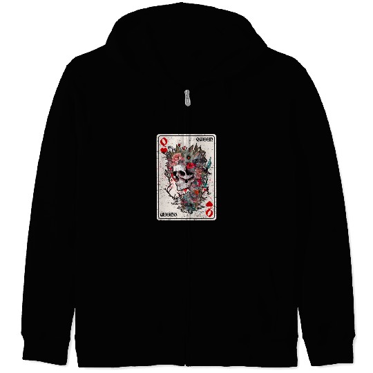 Queen of Hearts Card Game Horror Heart Queen Zip Hoodies