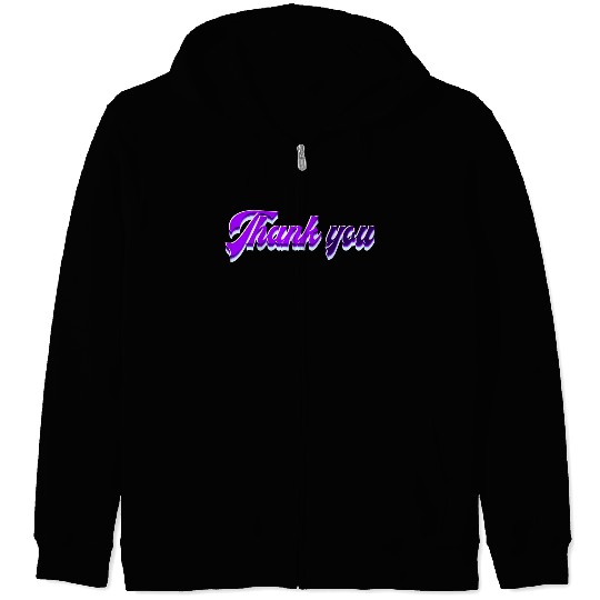 Typography Thank you Zip Hoodies