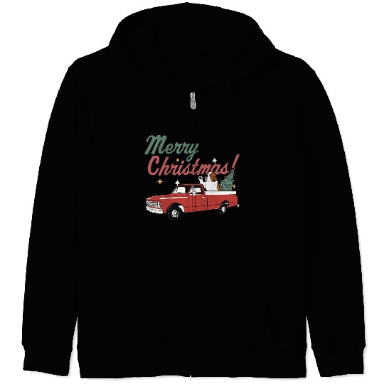 Merry Christmas Saint Bernard Dog Vintage Red Zip Hoodies