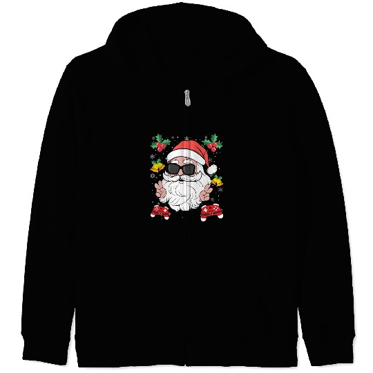 Santa Cool Gamer Video Game X-Mas Gaming Zip Hoodies