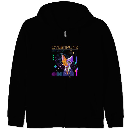 Cyborg Retro Gamer Scifi Zip Hoodies