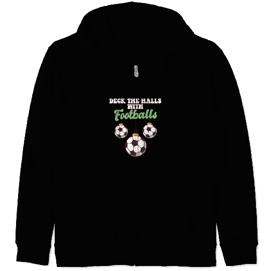 Football Player Coach Christmas Balls Deck The Zip Hoodies