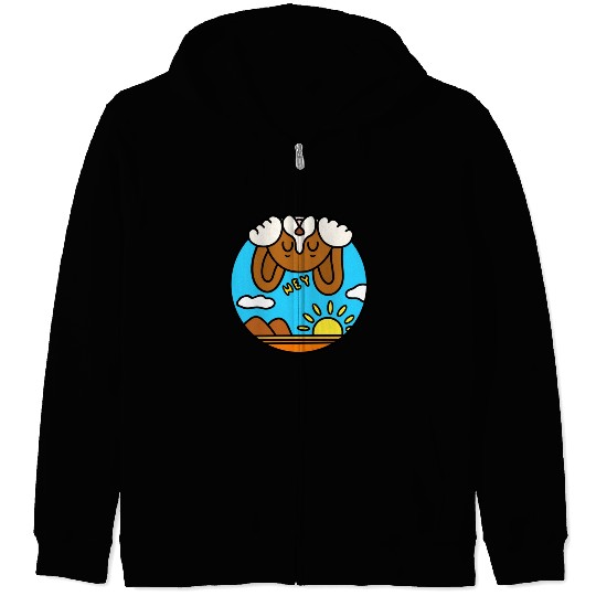 Funny playful cartoon beagle Zip Hoodies