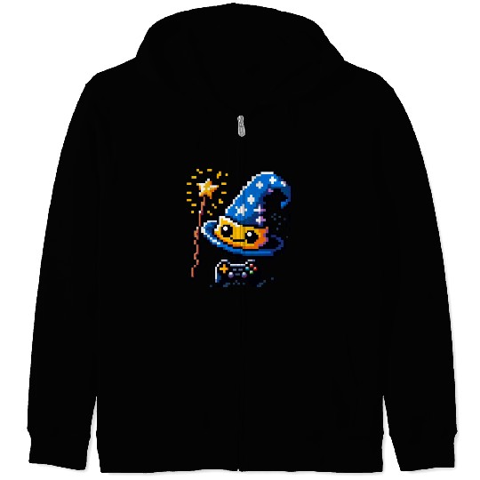 Gamer Wizard 8-Bit Hat with Controller Wand Zip Hoodies