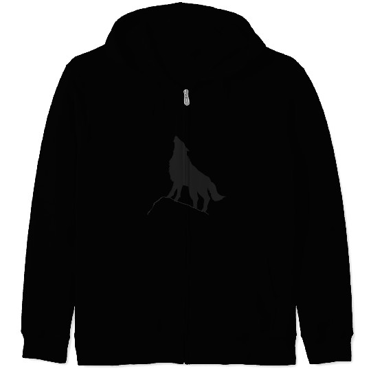 Howling Wolf Silhouette Zip Hoodies