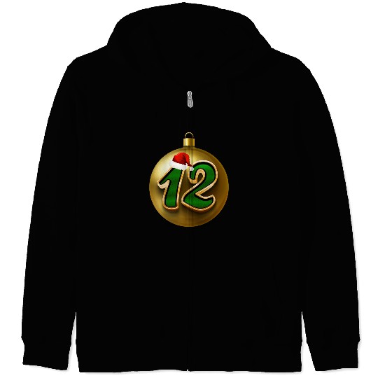 12 Dozen Christmas Balls Decorations - NR Twelve Zip Hoodies