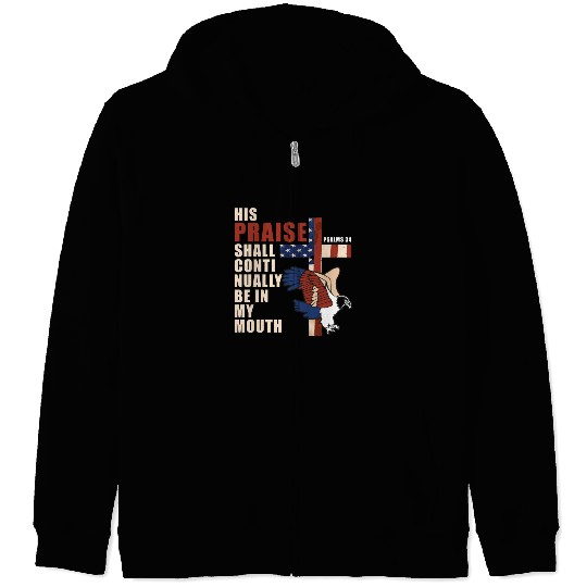 US Flag Eagle Christian Cross Patriotic Bible Vers Zip Hoodies