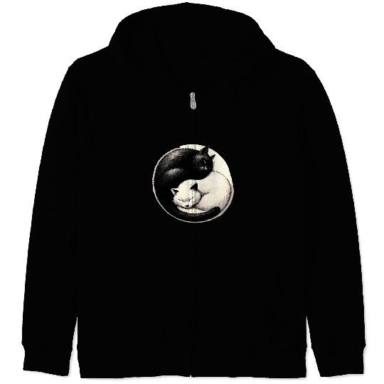 Yin and yang cats sleeping Zip Hoodies