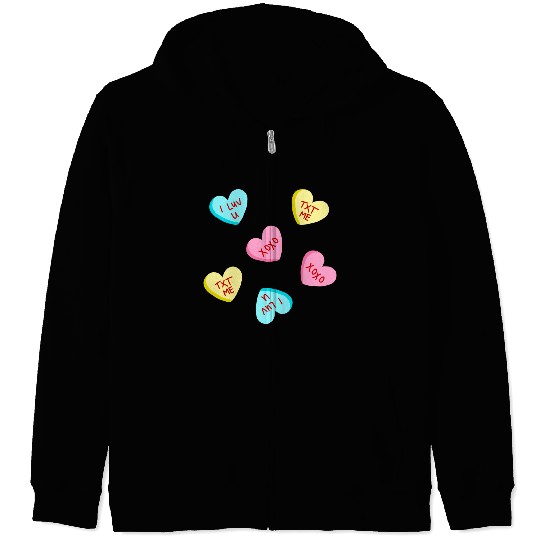 Sweet Candy Hearts Valentines Day Zip Hoodies