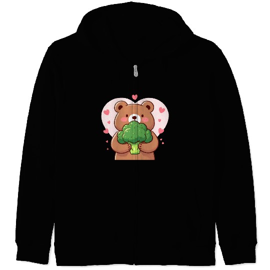 Bear in love hugs huge broccoli Zip Hoodies