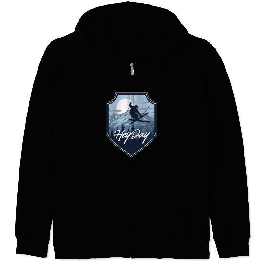 Skiing Free Style logo. By "Hey Day" Zip Hoodies